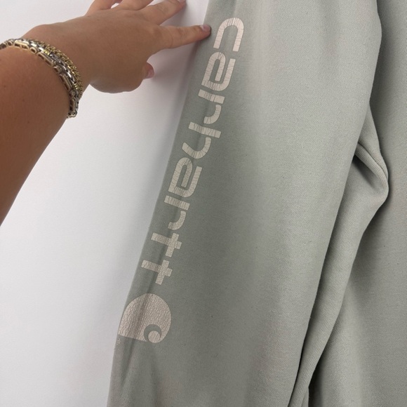 Carhartt Men’s 2XL Loose Fit Hoodie – Light Gray with Sleeve Logo - Picture 6 of 8